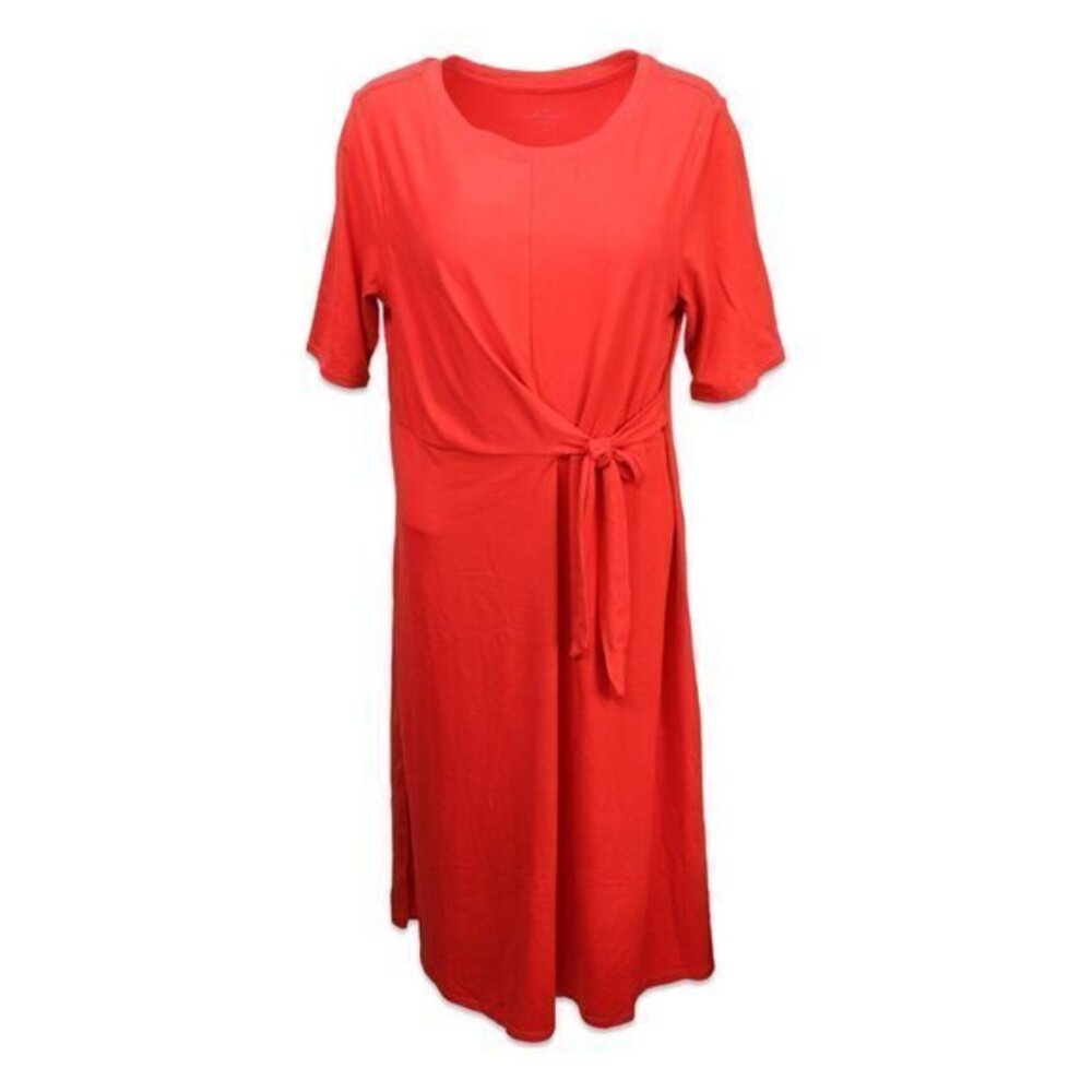 Cuddl Duds‎ Draped Tie Front with Pockets Dress Victorian Red- Size Medium